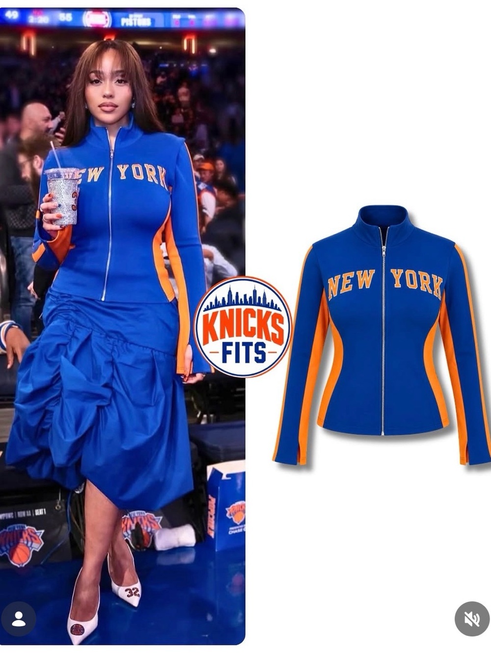 New York Knicks Women's Blue & Orange Zip-Front Jacket